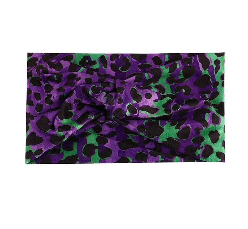 Multicoloured animal print thin twist front stretchy headband