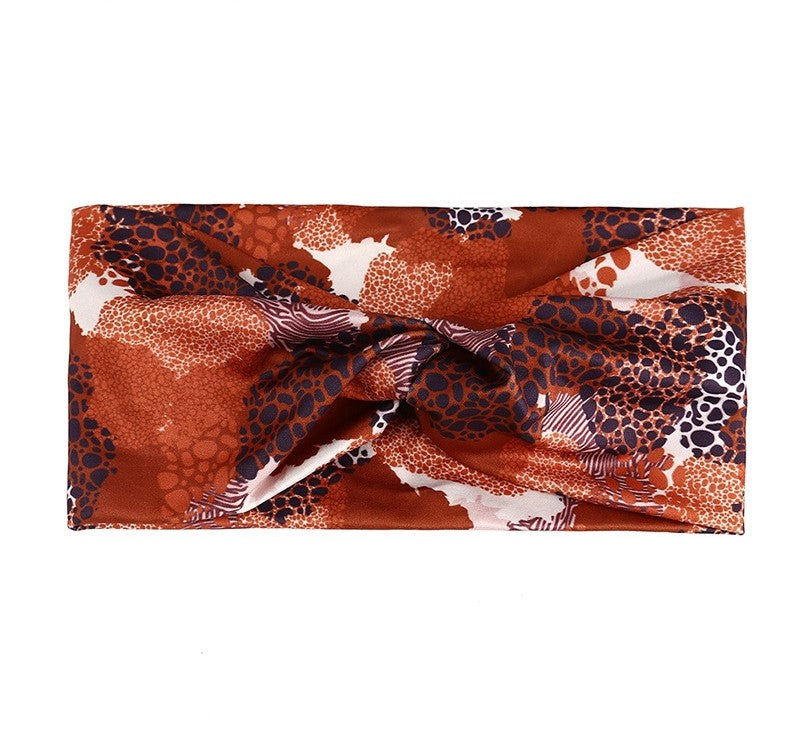 Multicoloured animal print thin twist front stretchy headband
