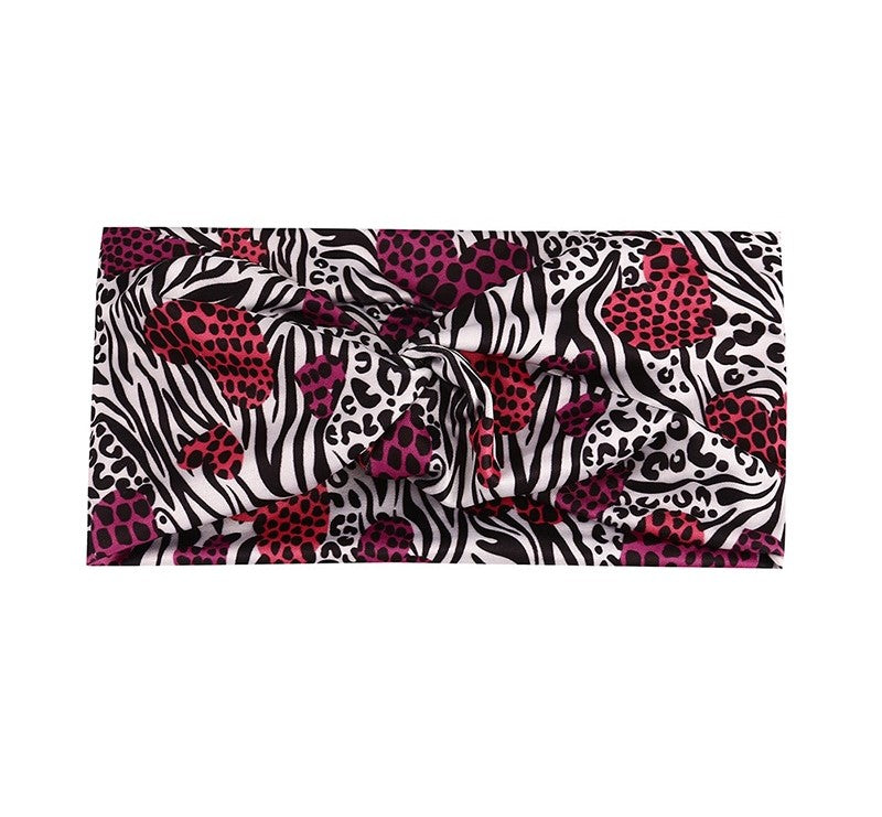 Multicoloured animal print thin twist front stretchy headband
