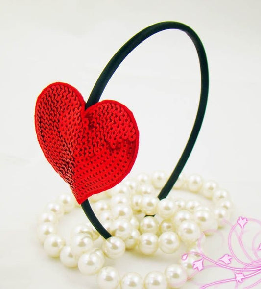 Red sequins heart shape  headband