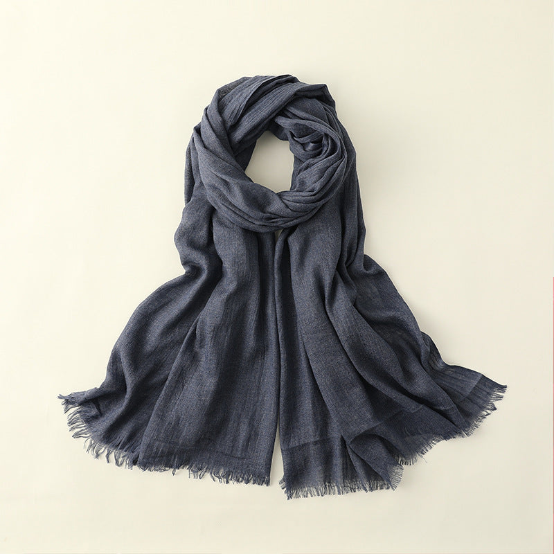 Fringed solid long scarf