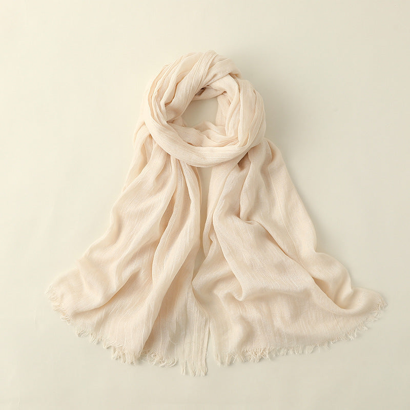 Fringed solid long scarf