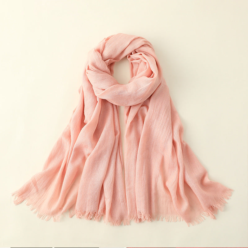 Fringed solid long scarf