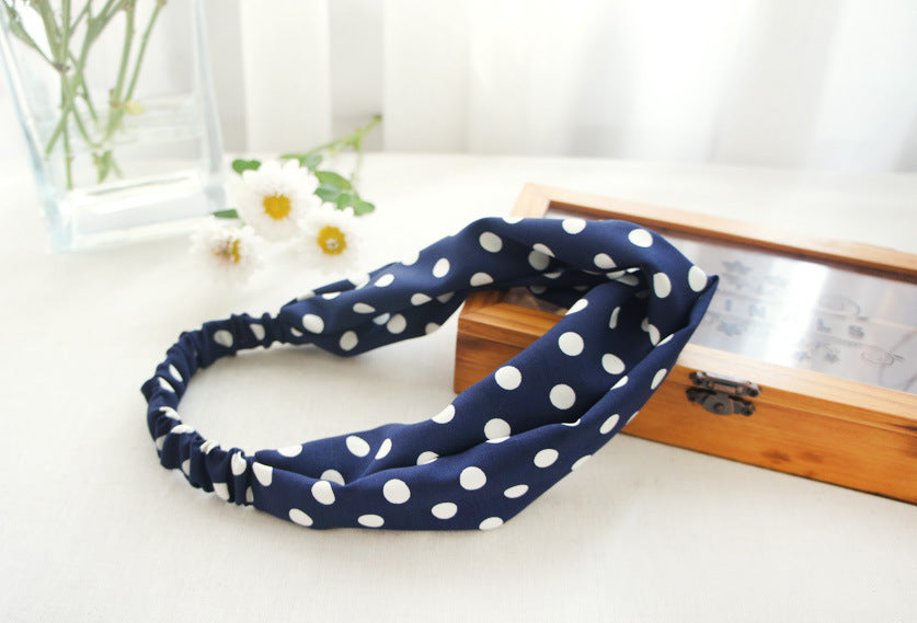 Twist front polka dots elastic headband