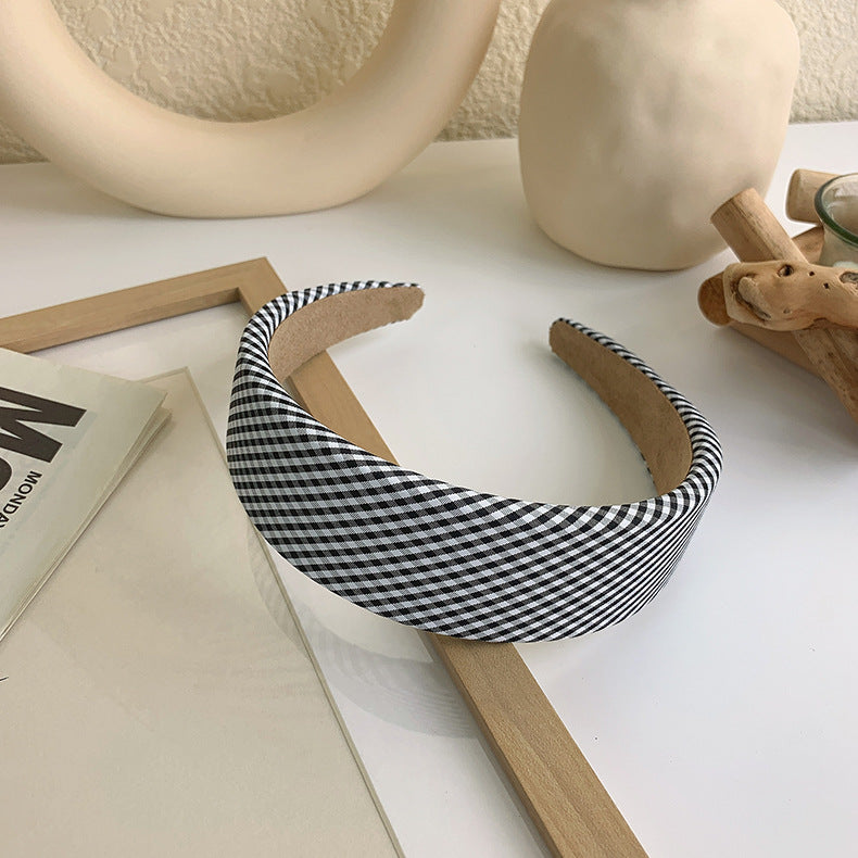 4cm-wide patterned headband in black white