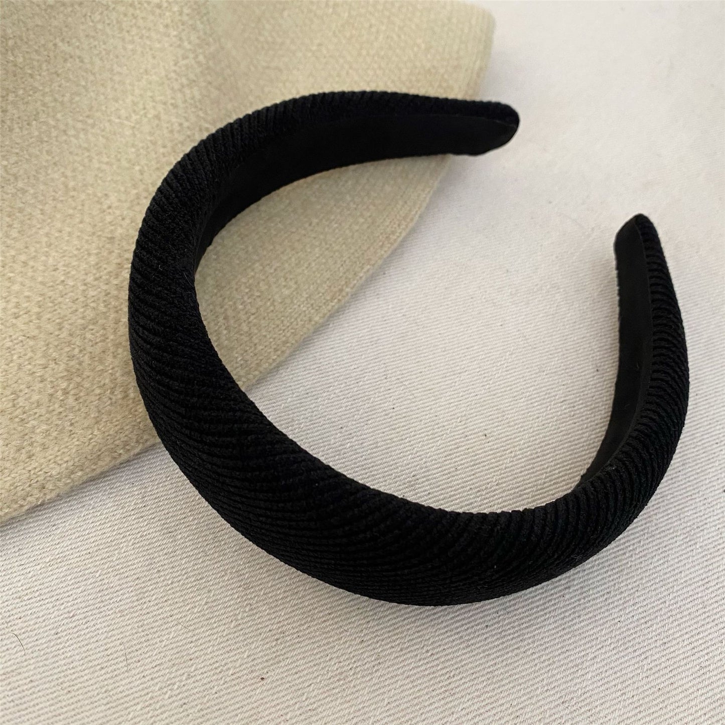 3-cm wide thinly padded plain corduroy headband