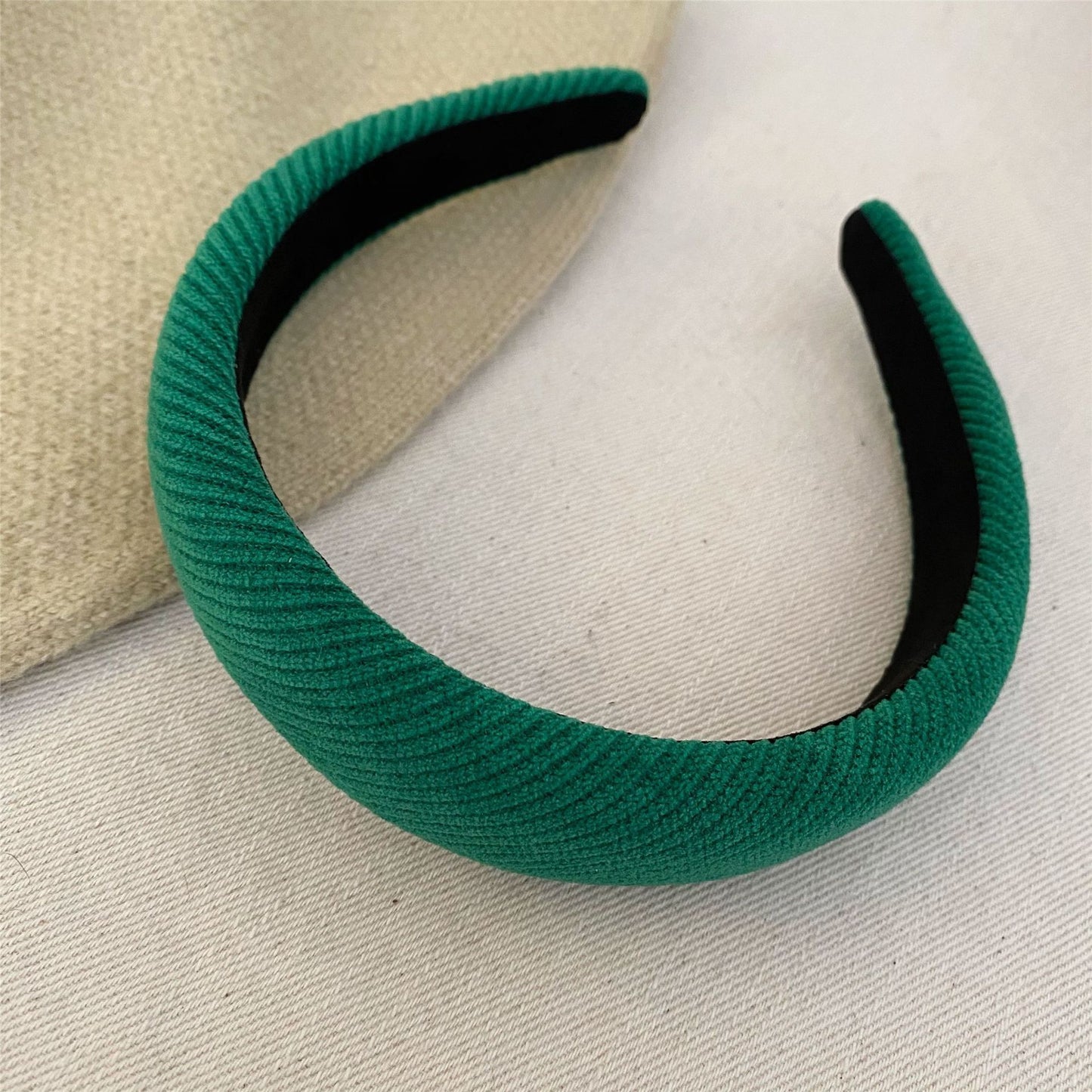 3-cm wide thinly padded plain corduroy headband