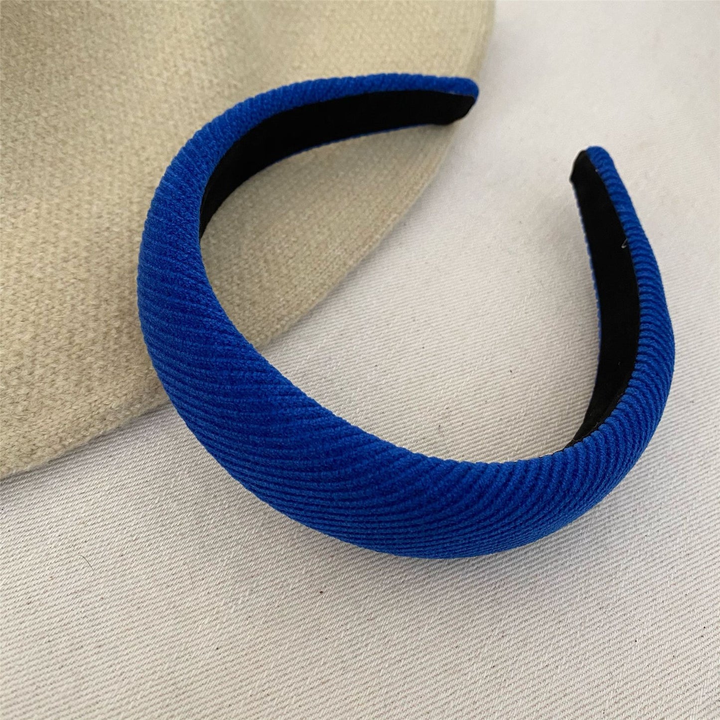 3-cm wide thinly padded plain corduroy headband