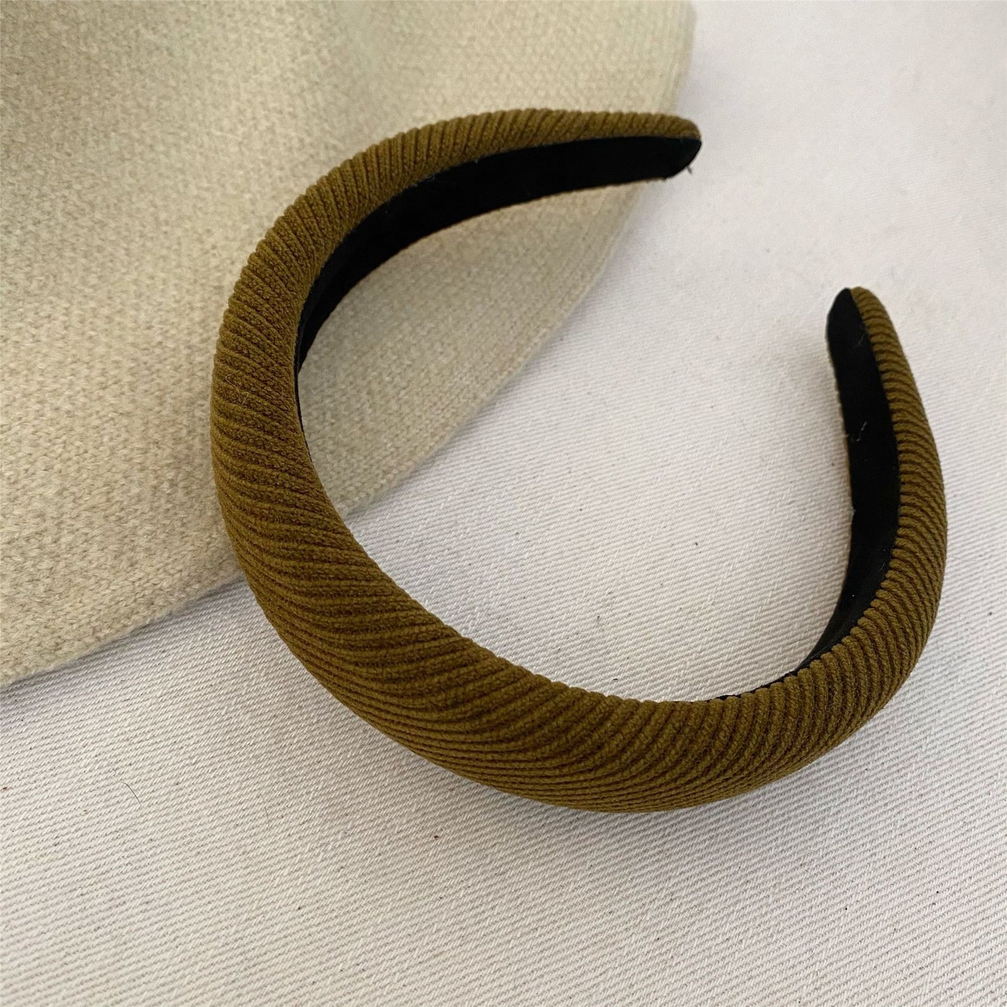 3-cm wide thinly padded plain corduroy headband
