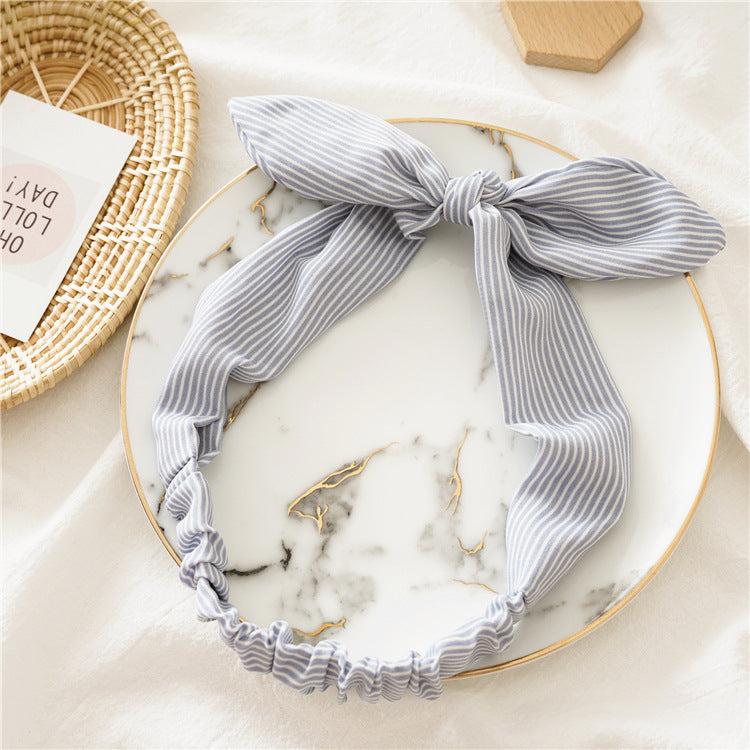 Strips print elastic headband with bow