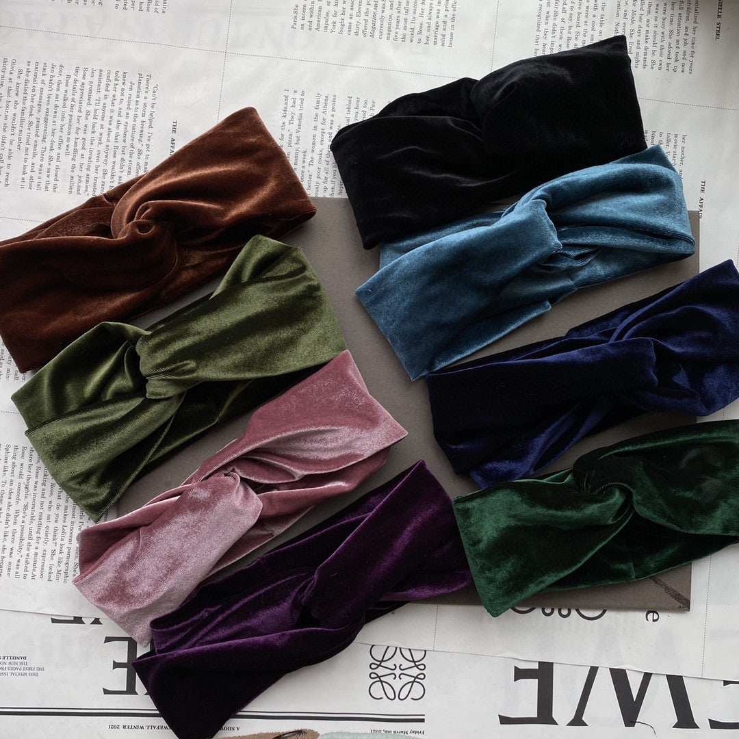 Twist front thick velvet headband