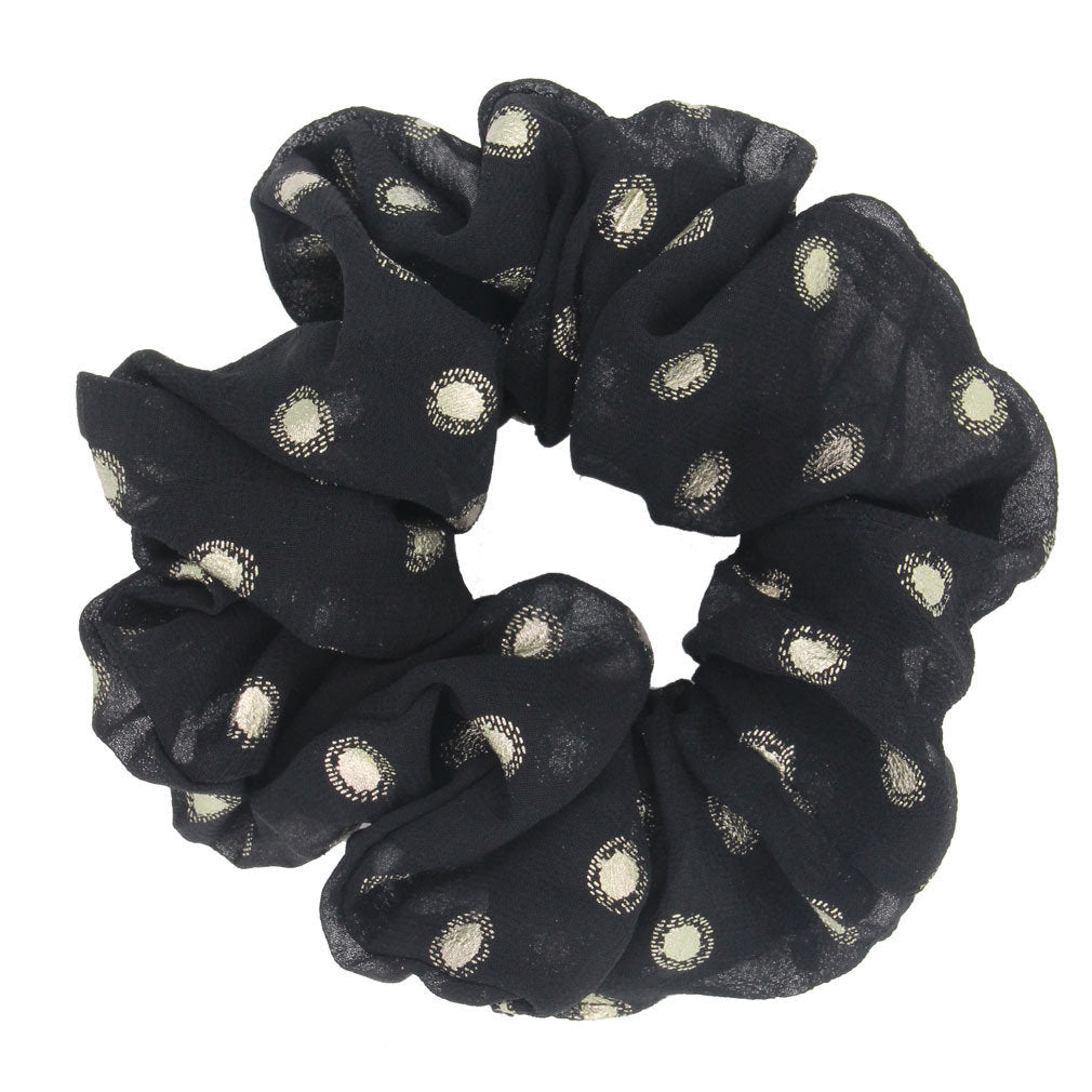 Gold stamping dots chiffon scrunchies