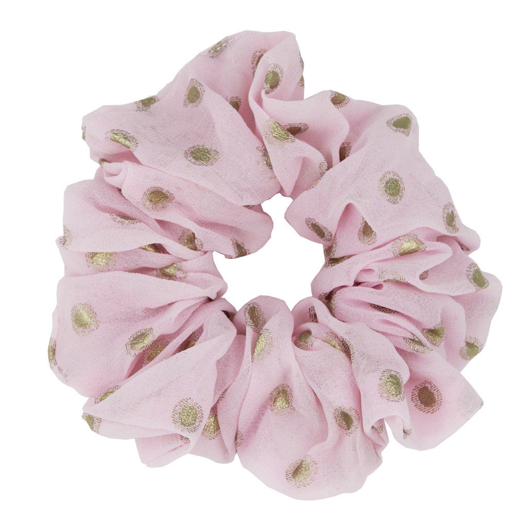 Gold stamping dots chiffon scrunchies