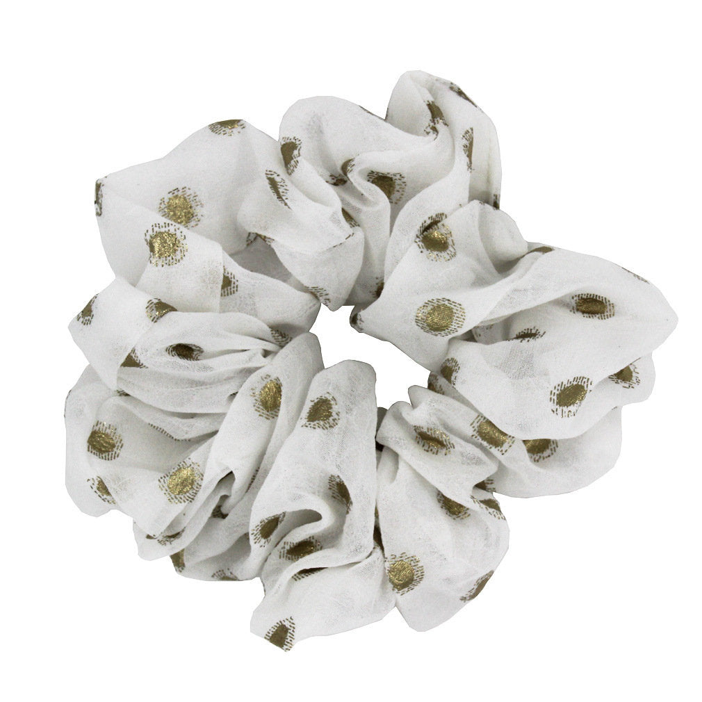 Gold stamping dots chiffon scrunchies