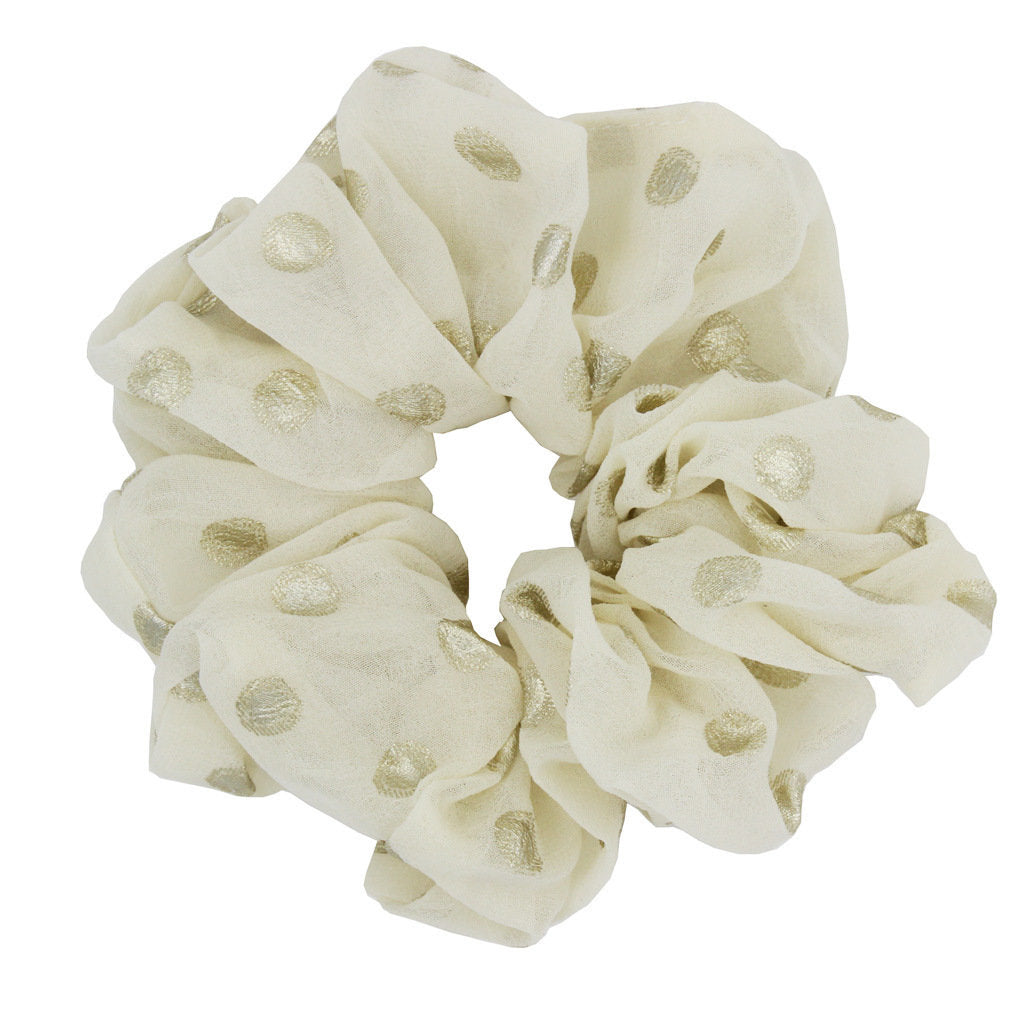 Gold stamping dots chiffon scrunchies