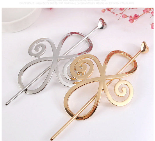 Metallic floral hair stick