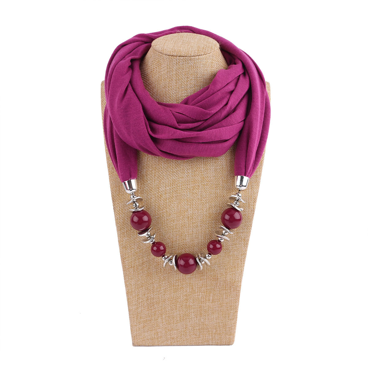 Jersey cotton infinity scarf with jewellery