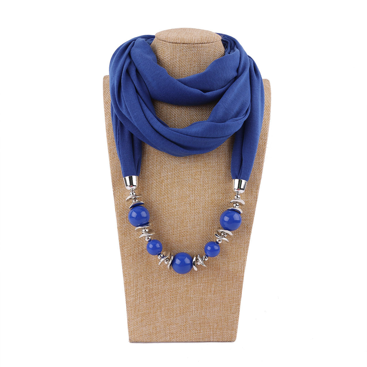 Jersey cotton infinity scarf with jewellery