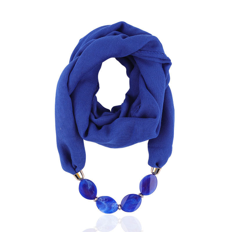 Plain infinity scarf with jewellery