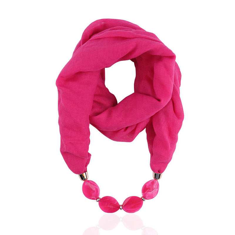Plain infinity scarf with jewellery