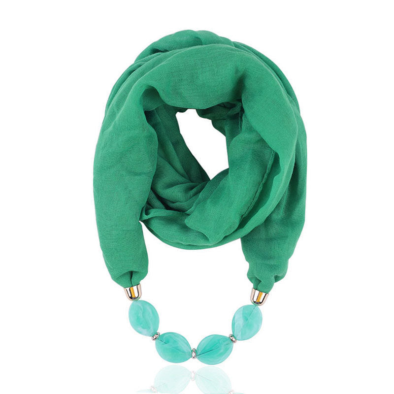 Plain infinity scarf with jewellery