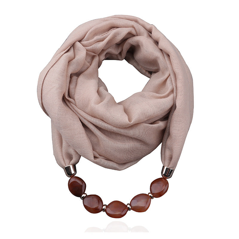 Plain infinity scarf with jewellery