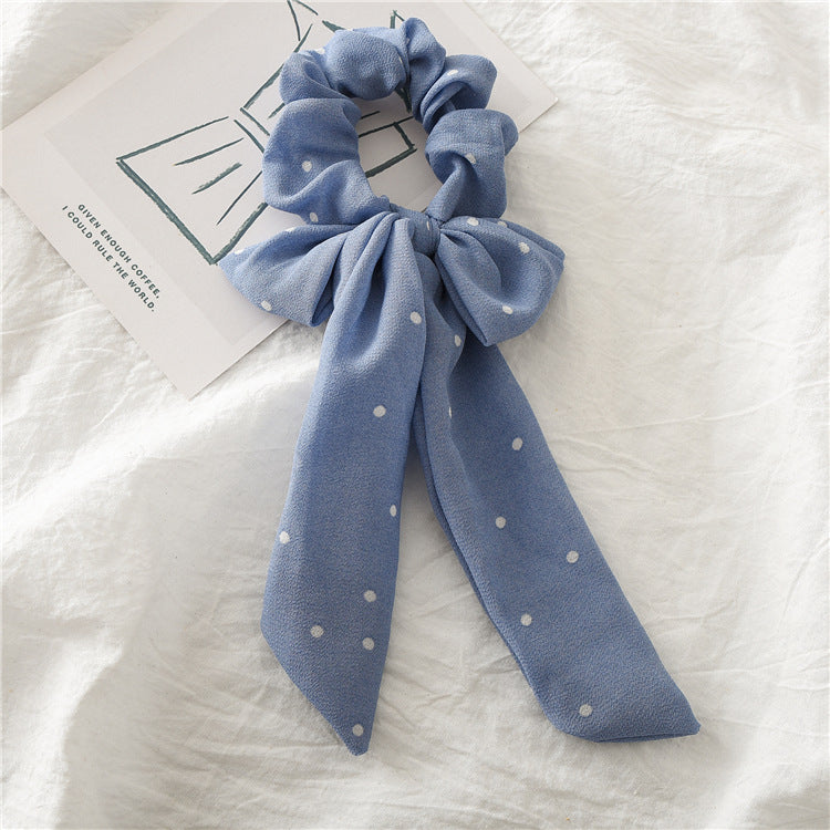 Polka dots chiffon scrunchies with bow