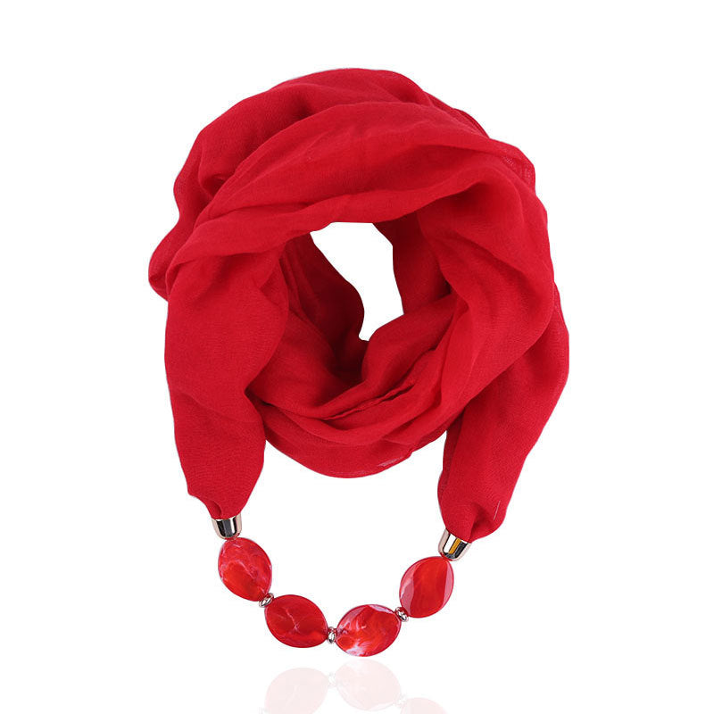 Plain infinity scarf with jewellery