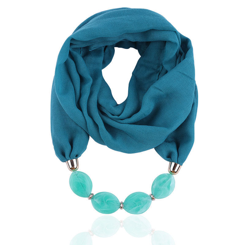 Plain infinity scarf with jewellery