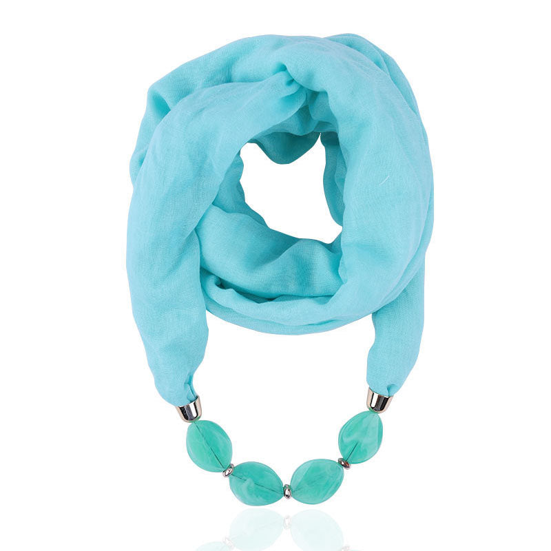 Plain infinity scarf with jewellery