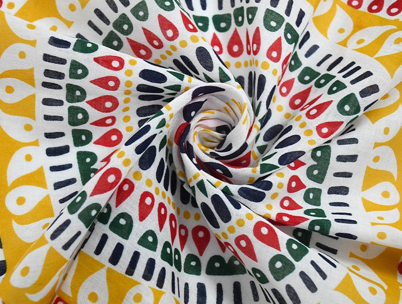 Printed square cotton bandanna scarf