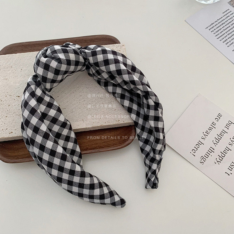 Gingham knotted headband