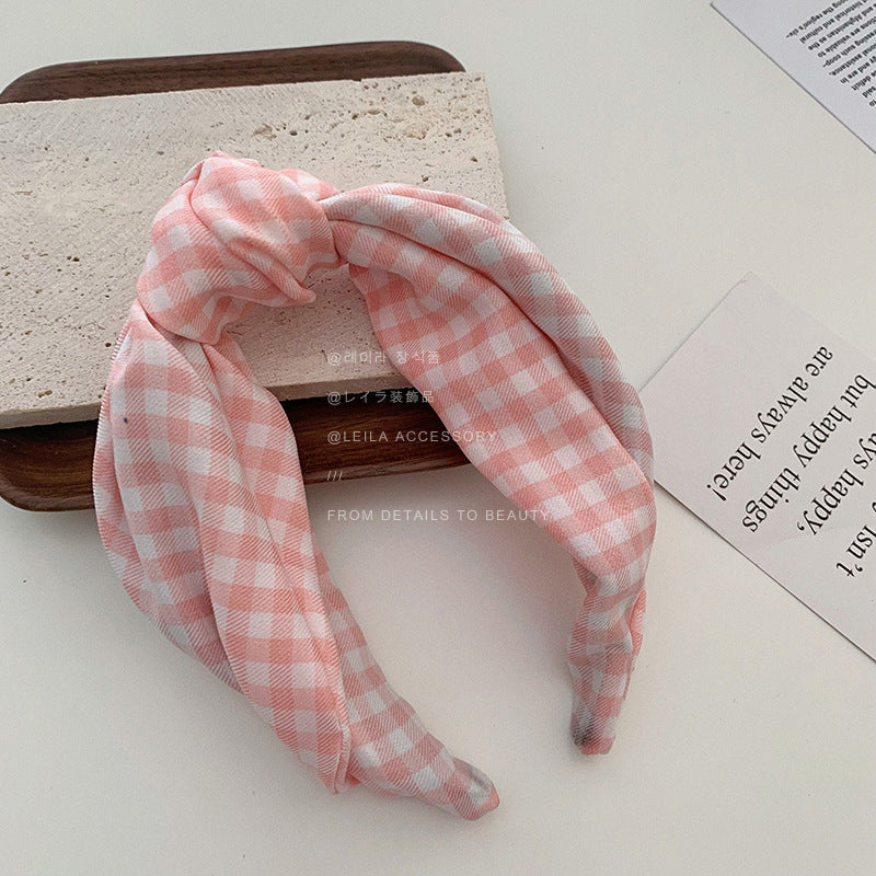 Gingham knotted headband