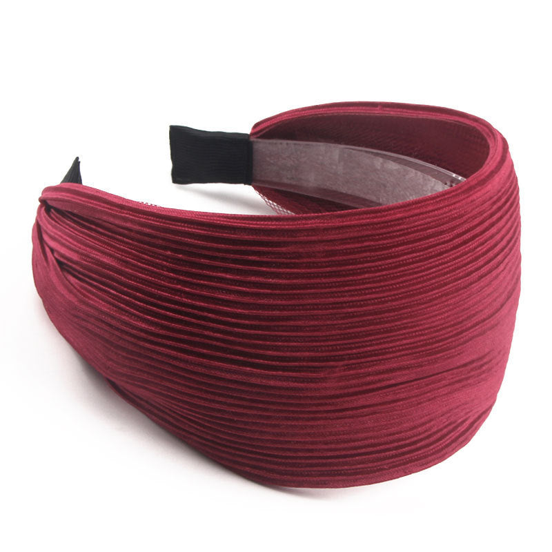 9cm-wide plain pleated headband
