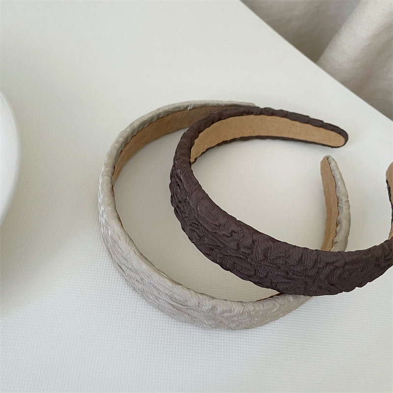 Plain colour crinkled wide headband