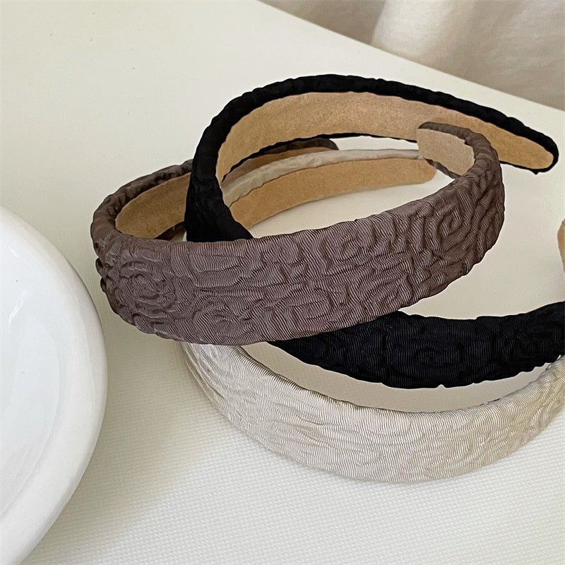 Plain colour crinkled wide headband