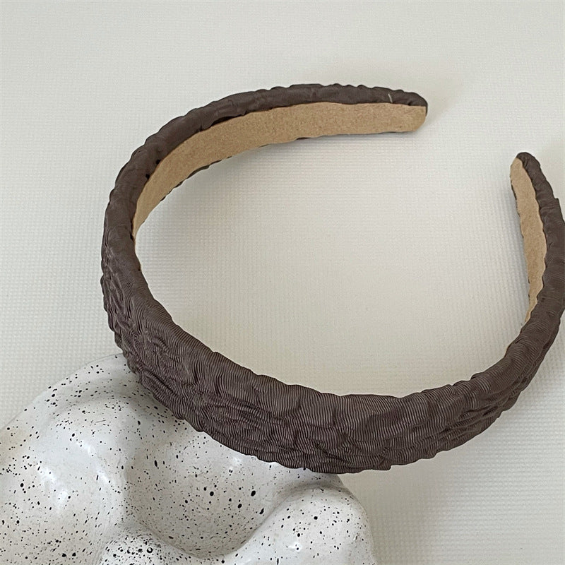 Plain colour crinkled wide headband
