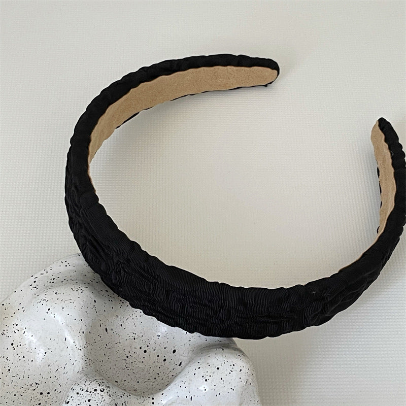 Plain colour crinkled wide headband