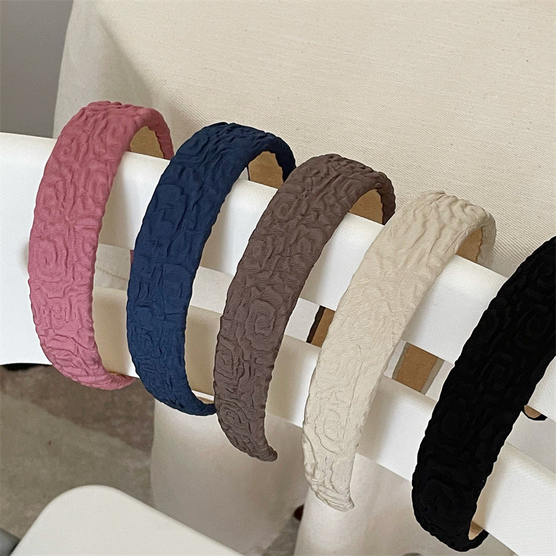 Plain colour crinkled wide headband