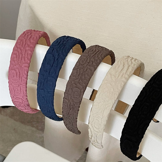 Plain colour crinkled wide headband