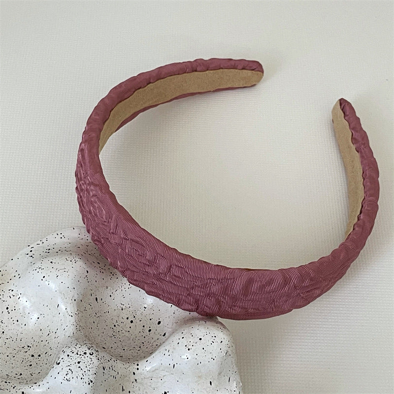 Plain colour crinkled wide headband