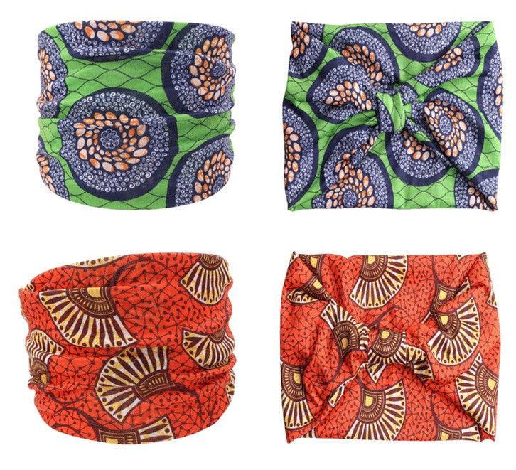 Print knotted bandanna headband in bright colours