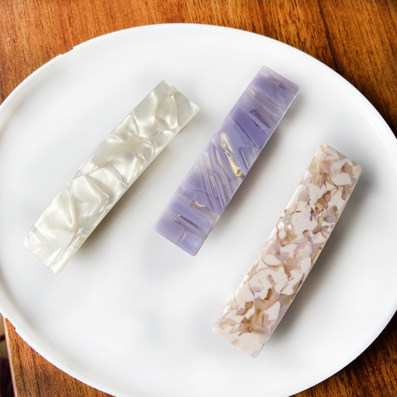 Rectangle resin hair barrette