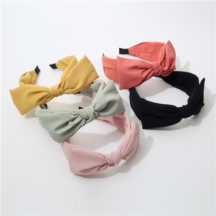 Plain chiffon headband with bow