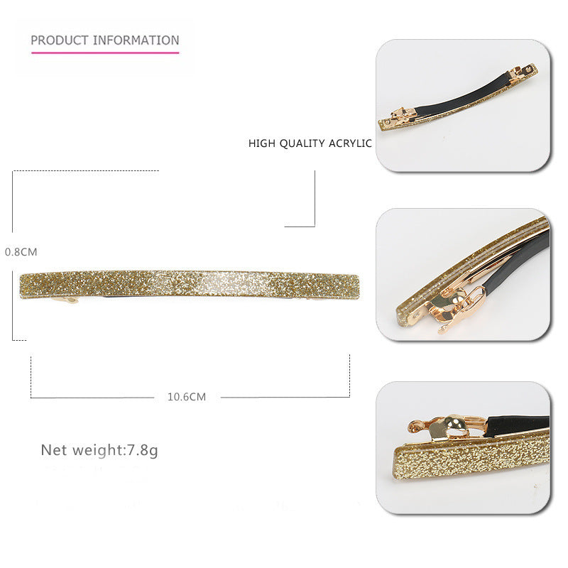Glittered slim resin hair barrette