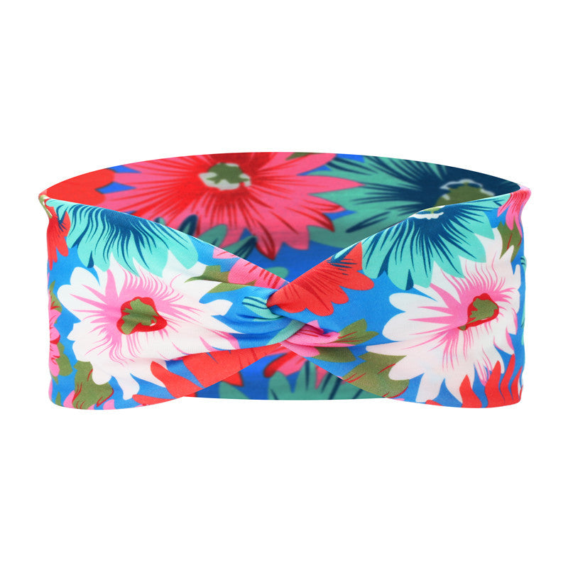 Twist front Multicoloured sunflowers print thin headband