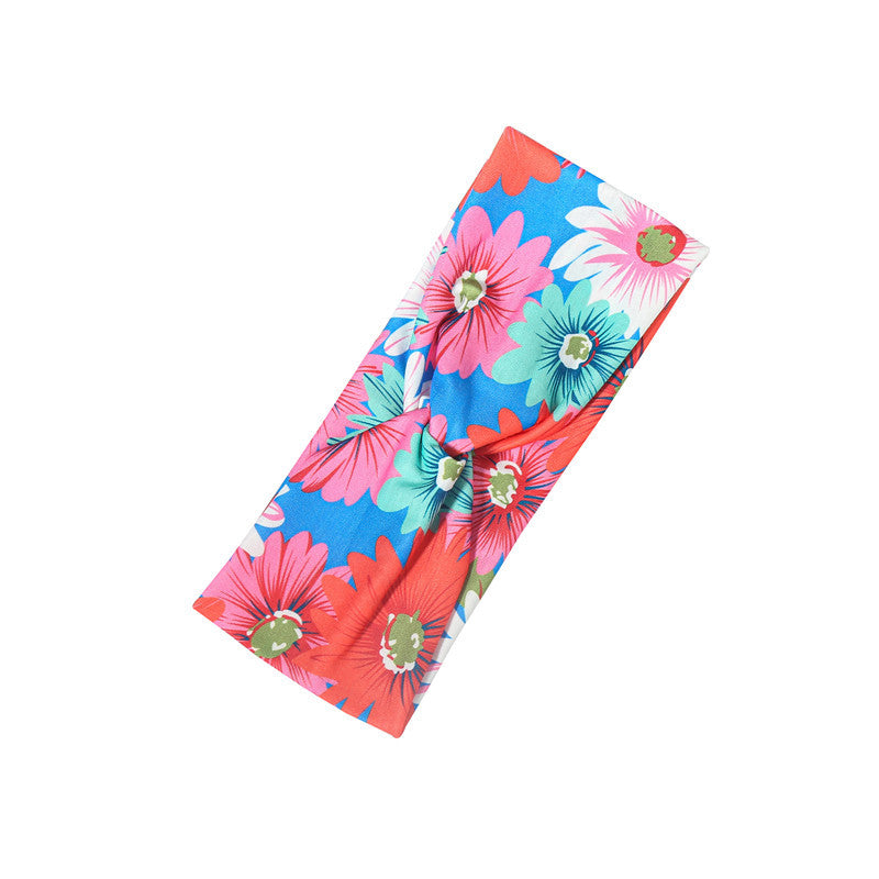 Twist front Multicoloured sunflowers print thin headband