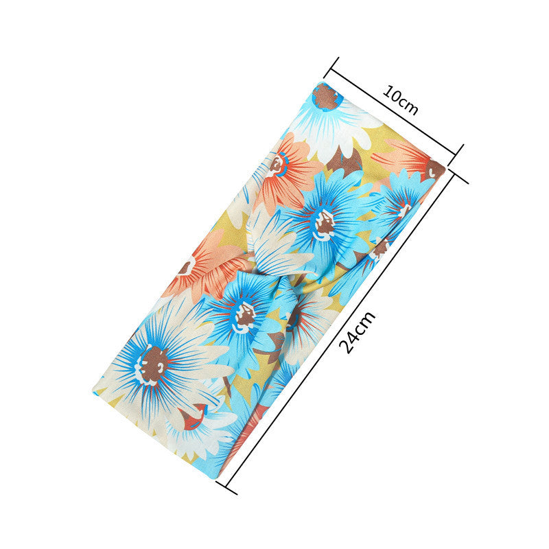 Twist front Multicoloured sunflowers print thin headband