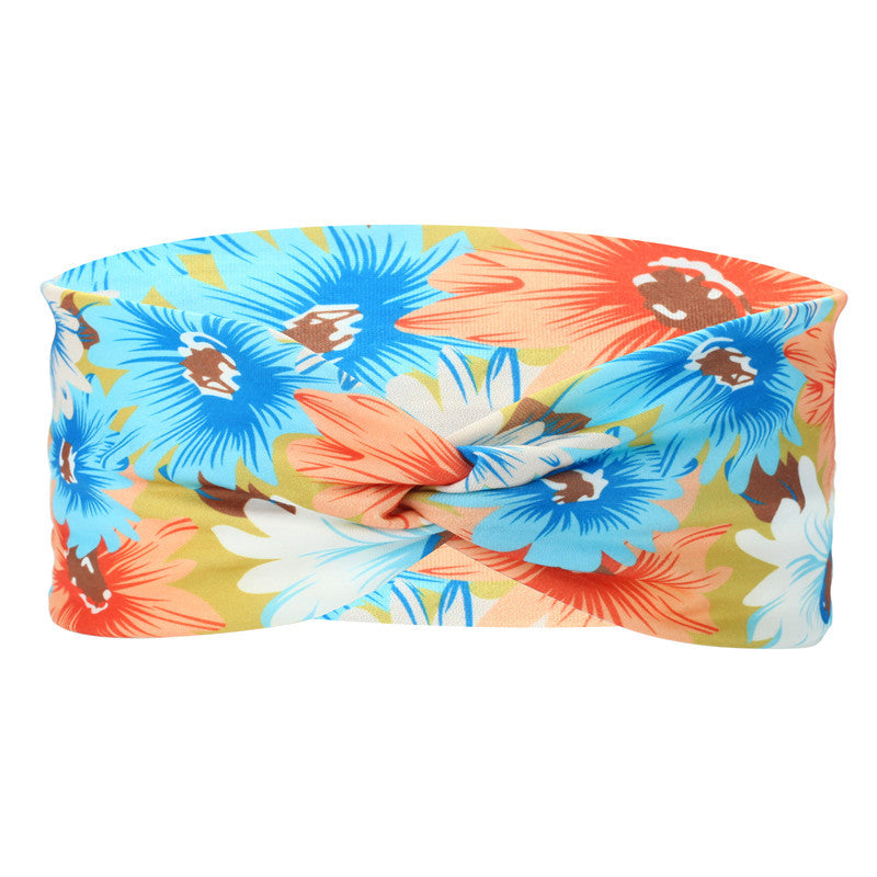 Twist front Multicoloured sunflowers print thin headband