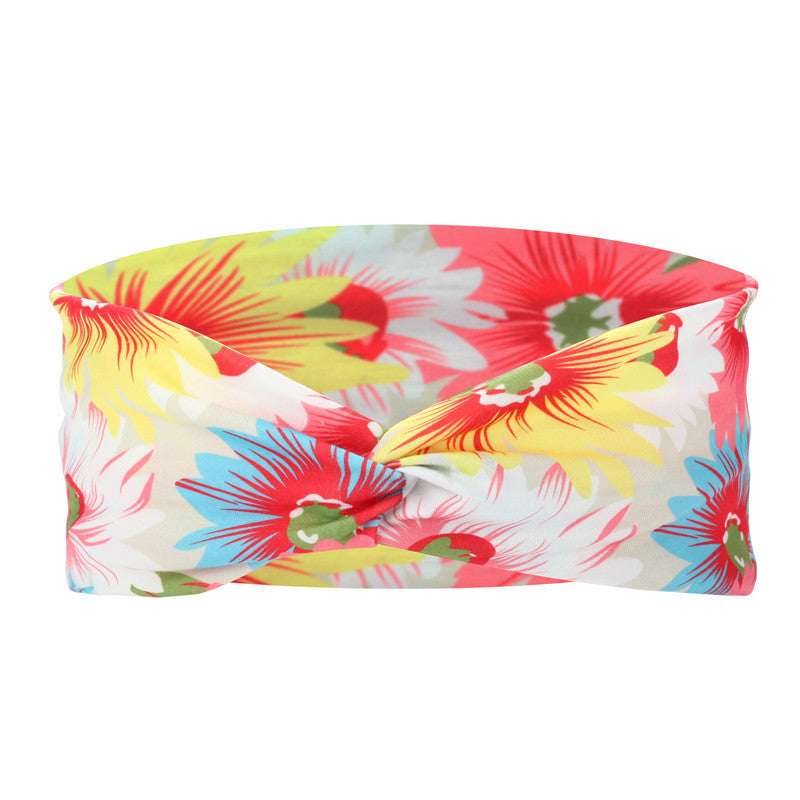 Twist front Multicoloured sunflowers print thin headband